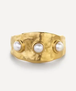 Monica Vinader Rings^18ct Gold-Plated Vermeil Silver Capri Triple Pearl Ring