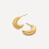 Monica Vinader Earrings^18ct Gold-Plated Vermeil Silver Crescent Moon Medium Hoop Earrings
