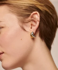 Monica Vinader Earrings^18ct Gold-Plated Vermeil Silver Crescent Moon Medium Hoop Earrings