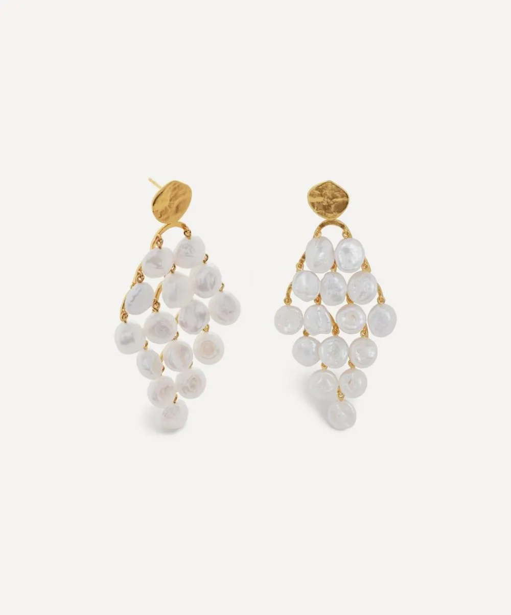 Monica Vinader Earrings^18ct Gold-Plated Vermeil Silver Capri Keshi Pearl Drop Earrings