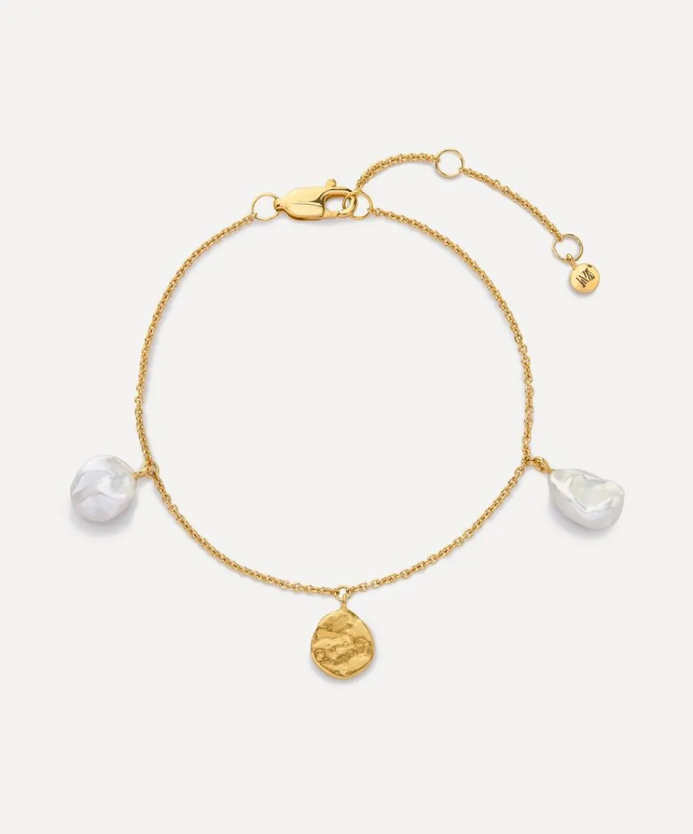 Monica Vinader Bracelets^18ct Gold-Plated Vermeil Silver Capri Keshi Station Bracelet