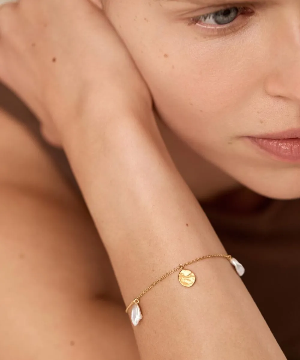 Monica Vinader Bracelets^18ct Gold-Plated Vermeil Silver Capri Keshi Station Bracelet