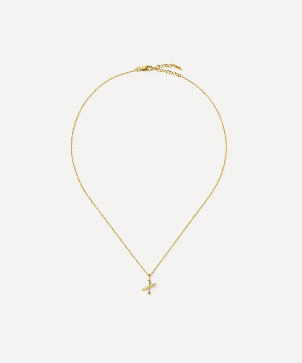 Missoma Necklaces^18ct Gold-Plated Vermeil Silver Curly Molten Mini X Initial Pendant Necklace