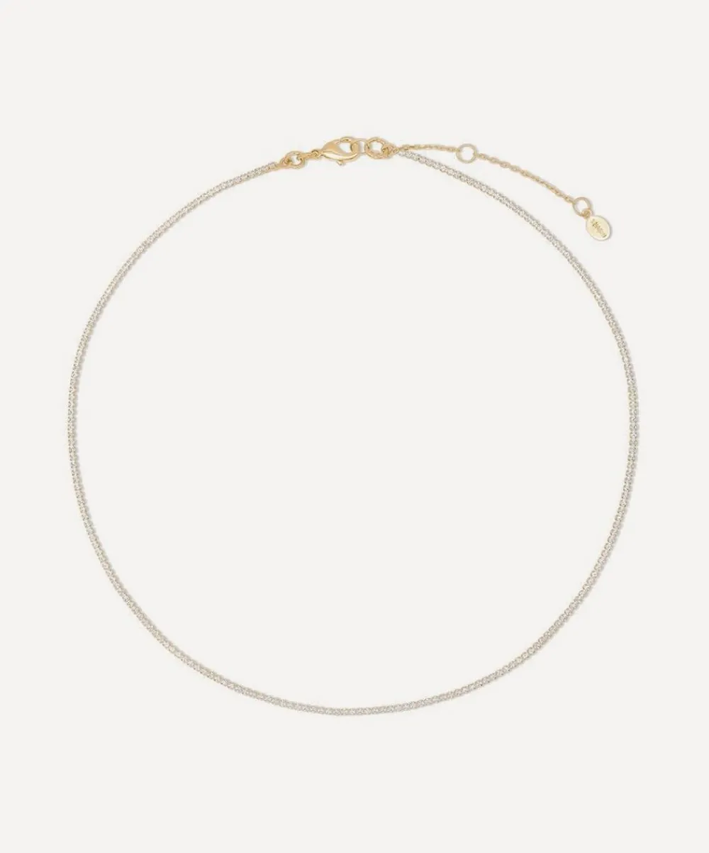 SHASHI Necklaces^14ct Gold-Plated Vermeil Silver Micro Teeny Tiny Tennis Necklace