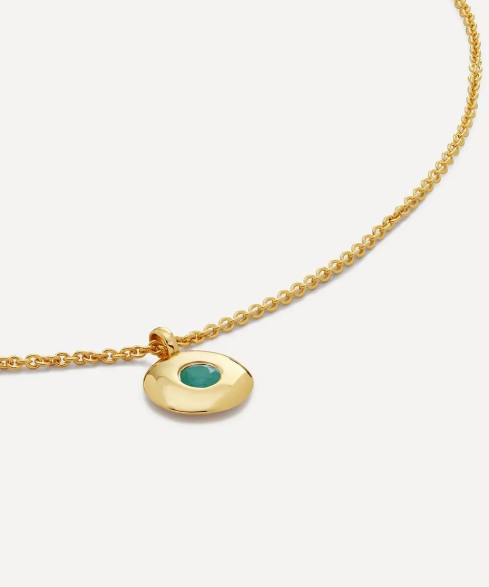 Monica Vinader Necklaces^18ct Gold-Plated Vermeil Silver Emerald Birthstone Pendant Necklace