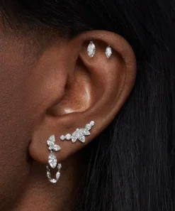 Maria Tash Earrings|Earrings^18ct Invisible Diamond Lotus Open Garland Ear Climber Left