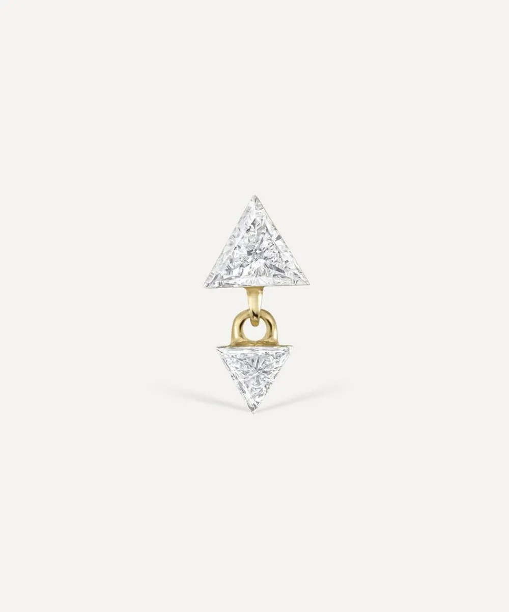 Maria Tash Earrings|Earrings^18ct 4mm and 3mm Invisible Set Triangle Diamond Dangle Threaded Earring