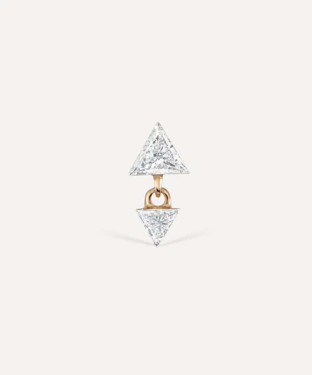 Maria Tash Earrings|Earrings^18ct 4mm and 3mm Invisible Set Triangle Diamond Dangle Threaded Earring
