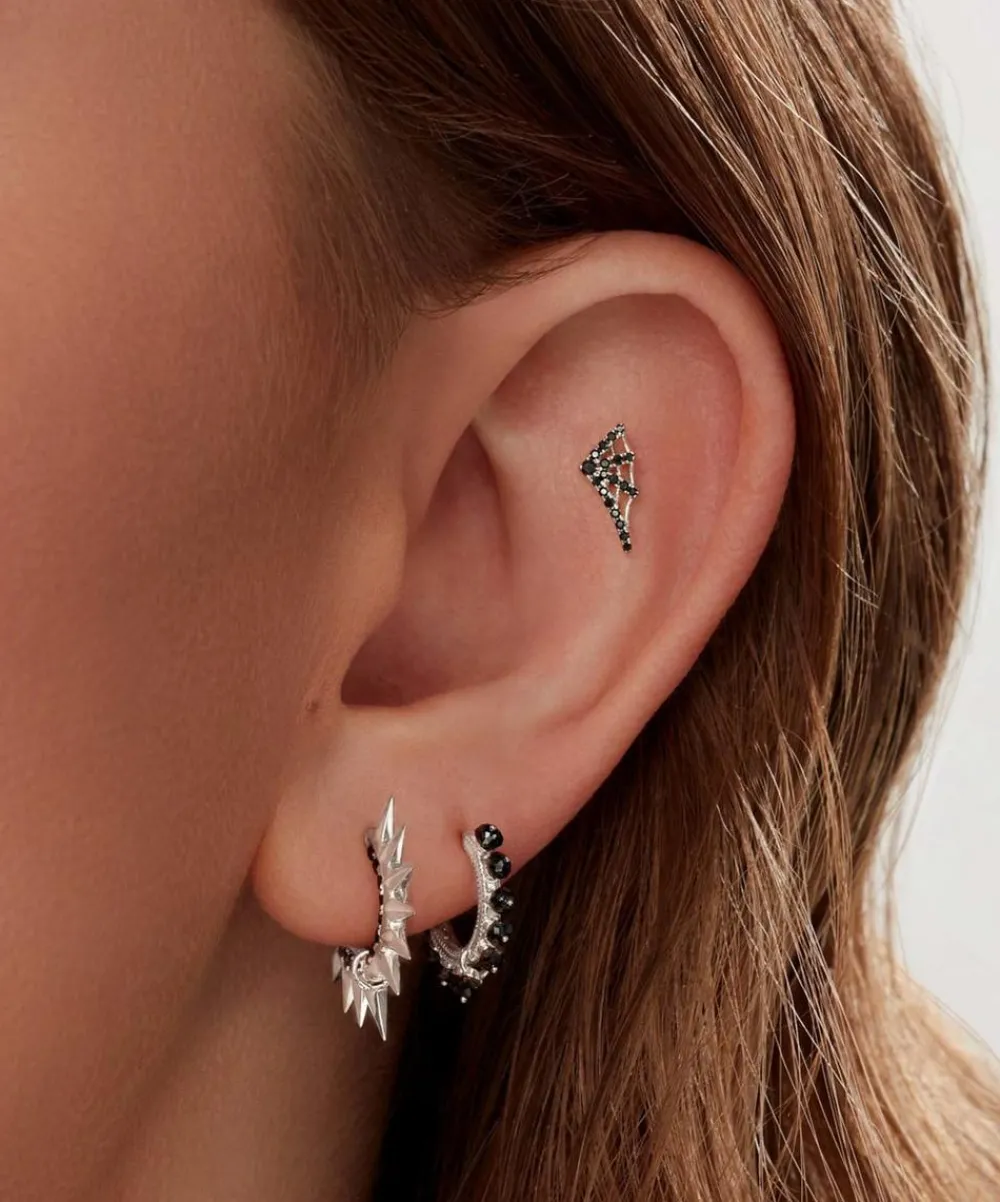 Maria Tash Earrings|Earrings^18ct 8mm Black Diamond Coronet Hoop Earring