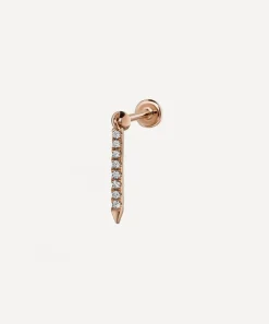 Maria Tash Earrings|Earrings^18ct 11mm Diamond Eternity Bar Charm Threaded Stud Earring