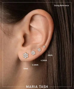 Maria Tash Earrings|Earrings^18ct 4.5mm Diamond Flower Stud Earring