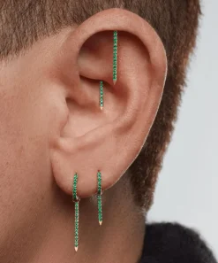 Maria Tash Earrings|Earrings^18ct 18mm Emerald Eternity Bar Charm Threaded Stud Earring