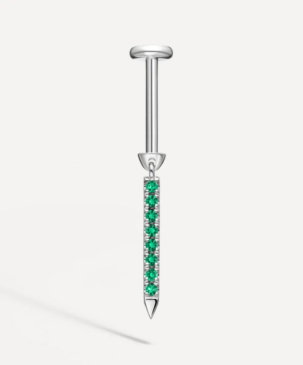 Maria Tash Earrings|Earrings^18ct 11mm Emerald Eternity Bar Charm Threaded Stud Earring