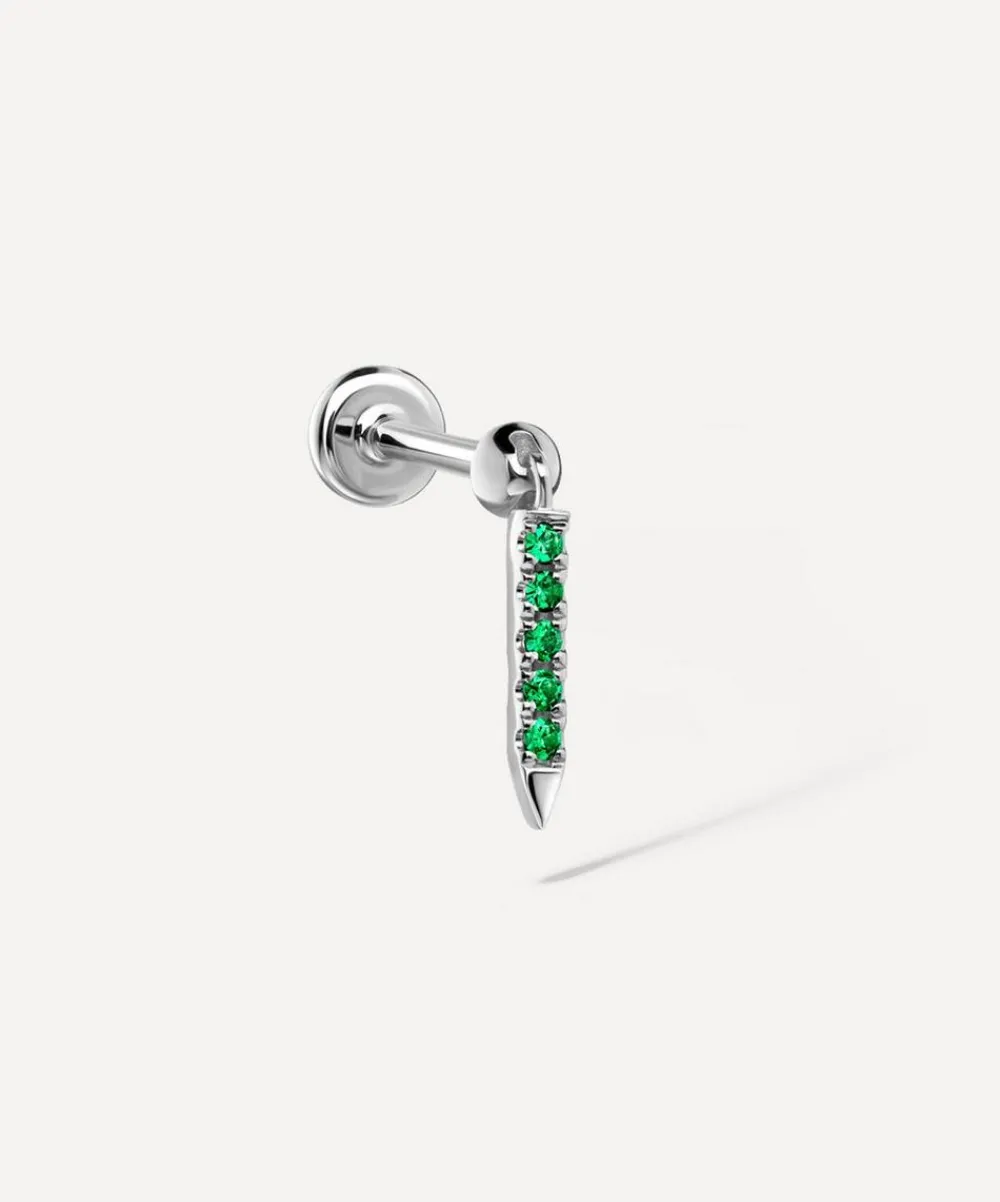 Maria Tash Earrings|Earrings^18ct 7mm Emerald Eternity Bar Charm Threaded Stud Earring