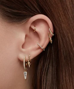Maria Tash Earrings|Earrings^14ct 6.5mm Granulated Triple Short Spike Tash Cuff Earring