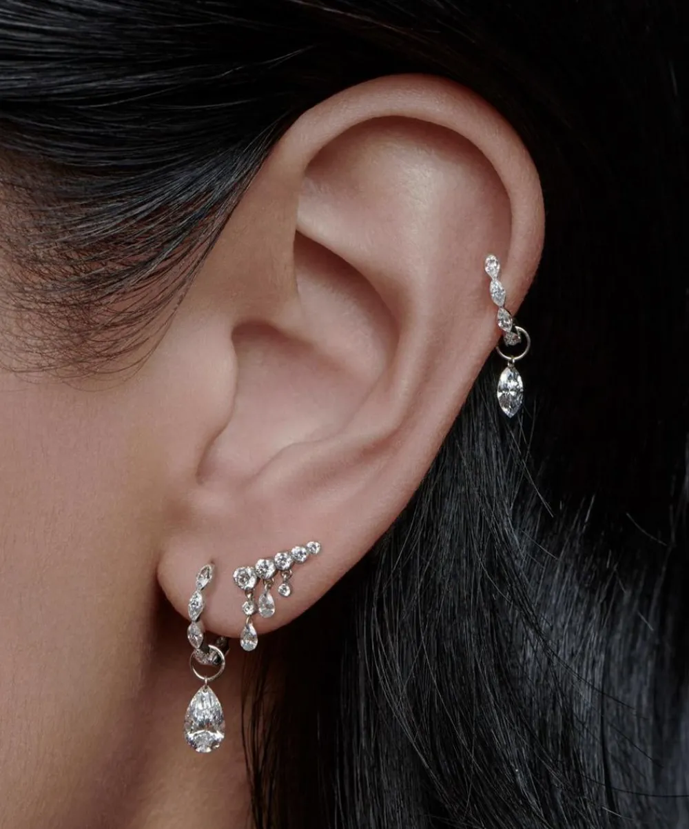 Maria Tash Earrings|Earrings^18ct 8mm Invisible Set Diamond Marquise Eternity Hoop Earring
