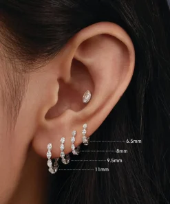 Maria Tash Earrings|Earrings^18ct 8mm Invisible Set Diamond Marquise Eternity Hoop Earring