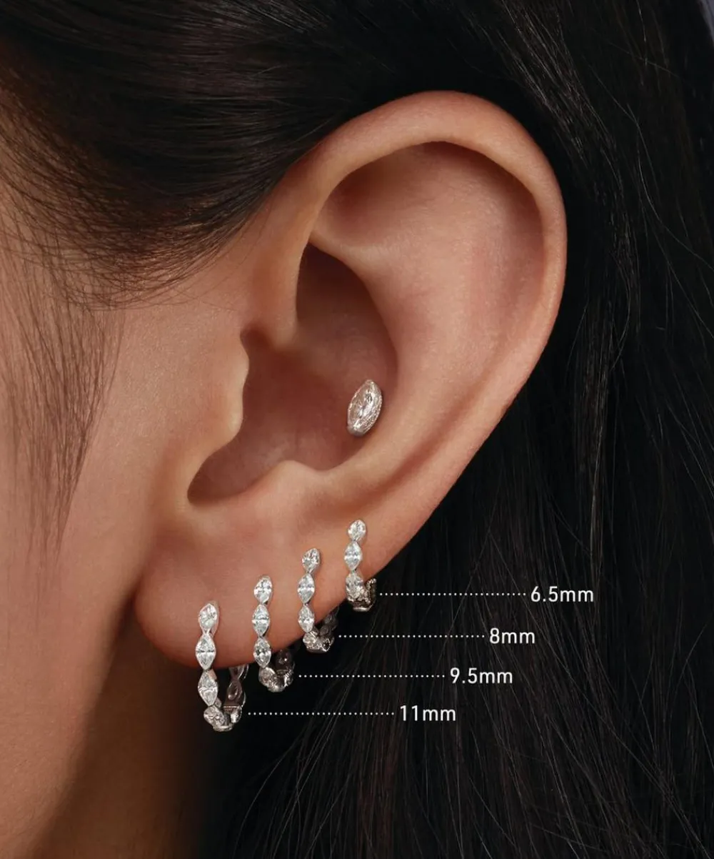 Maria Tash Earrings|Earrings^18ct 8mm Invisible Set Diamond Marquise Eternity Hoop Earring
