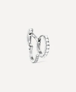Maria Tash Earrings|Earrings^14ct 8mm Pearl and Diamond Double Linked Eternity Hoop Earring Right