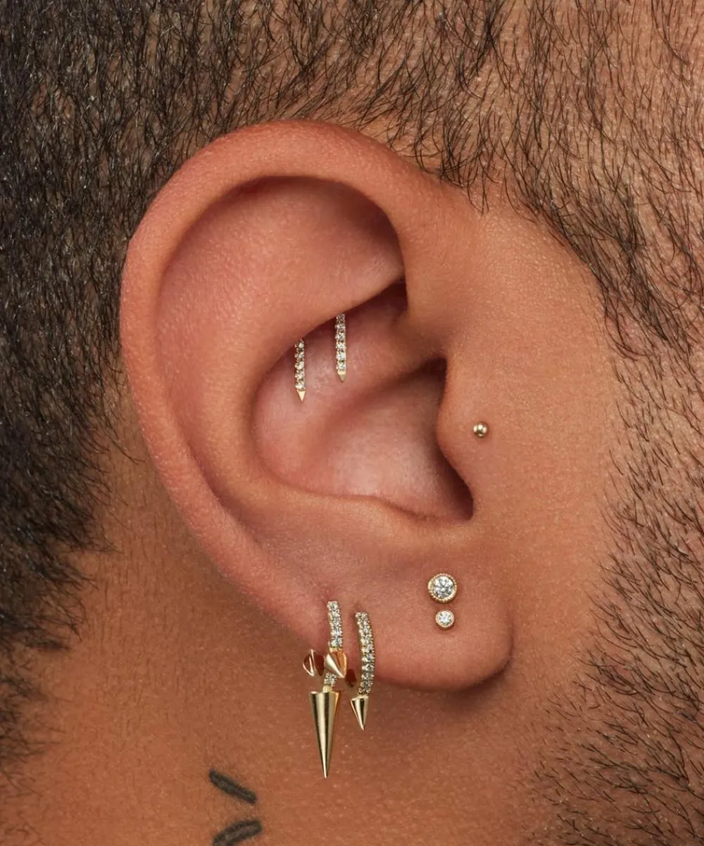 Maria Tash Earrings|Earrings^18ct 2.5mm Scalloped Set Diamond Threaded Stud Earring