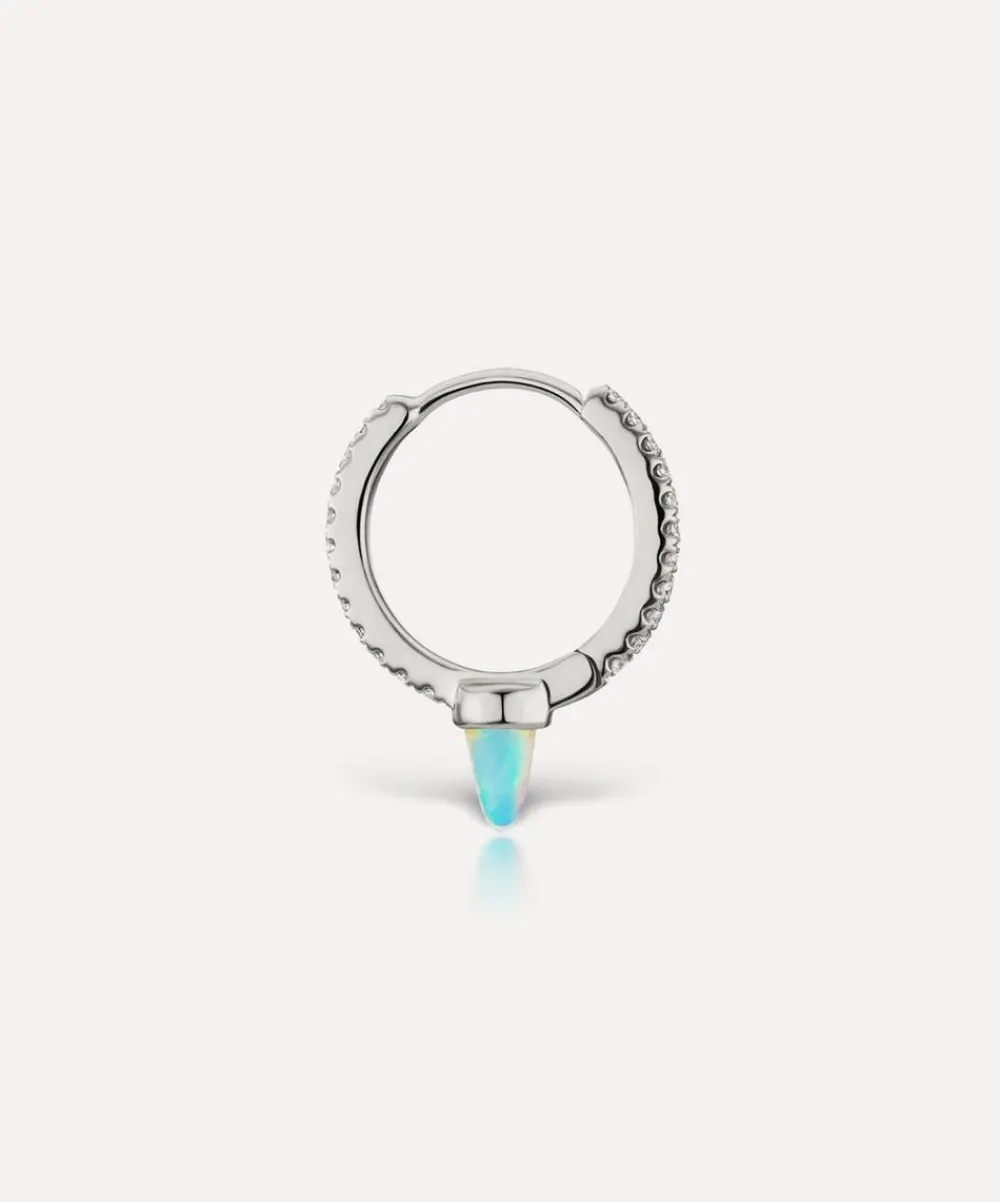 Maria Tash Earrings|Earrings^18ct 9.5mm Single Short Opal Spike Diamond Eternity Hoop Earring