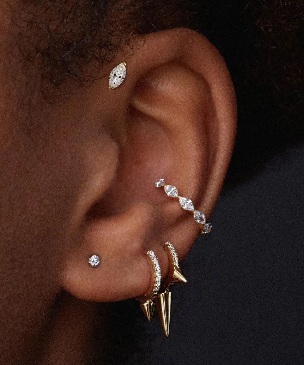 Maria Tash Earrings|Earrings^18ct 6.5mm Single Short Spike Diamond Eternity Hoop Earring
