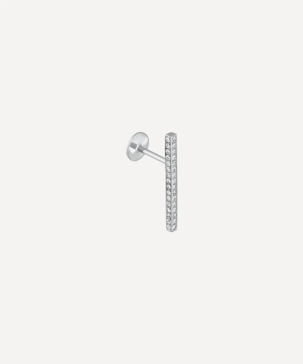 Maria Tash Earrings|Earrings^18ct 18mm Square Diamond Pave Bar Threaded Stud Earring