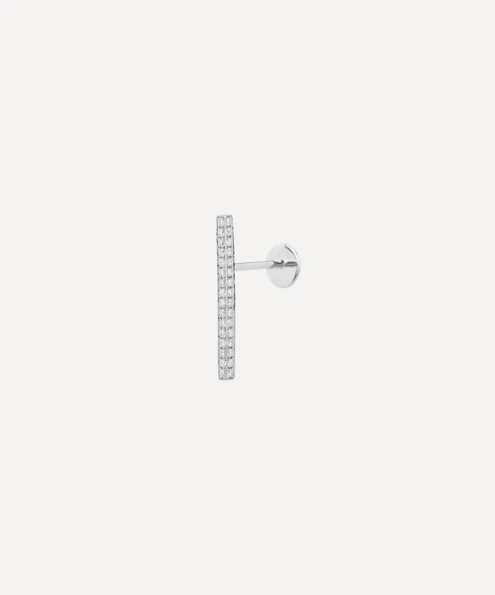 Maria Tash Earrings|Earrings^18ct 18mm Square Diamond Pave Bar Threaded Stud Earring