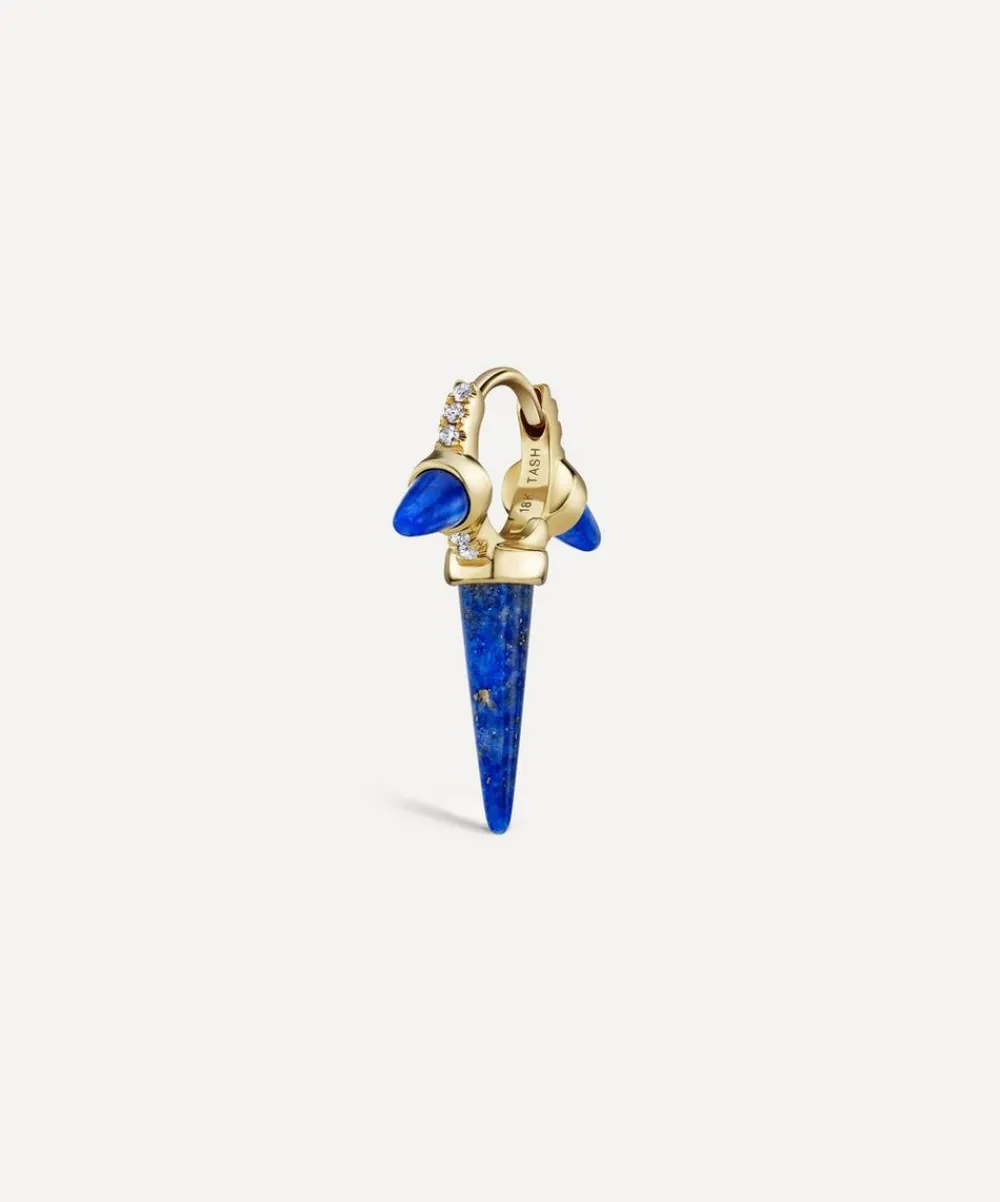 Maria Tash Earrings|Earrings^18ct 6.5mm Triple Long Lapis Spike Diamond Eternity Single Hoop Earring