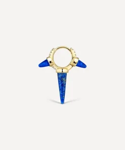 Maria Tash Earrings|Earrings^18ct 6.5mm Triple Long Lapis Spike Diamond Eternity Single Hoop Earring