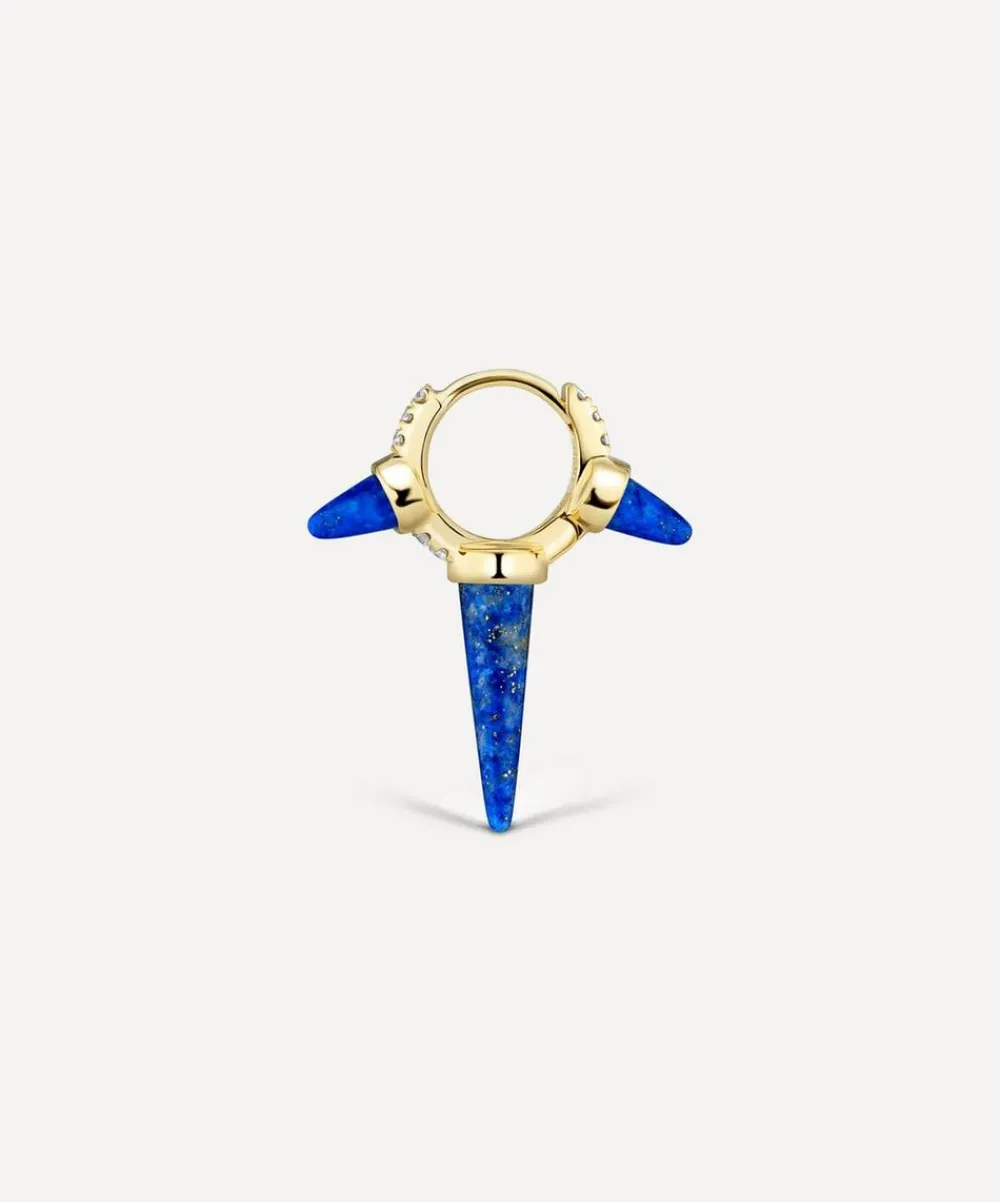 Maria Tash Earrings|Earrings^18ct 6.5mm Triple Long Lapis Spike Diamond Eternity Single Hoop Earring