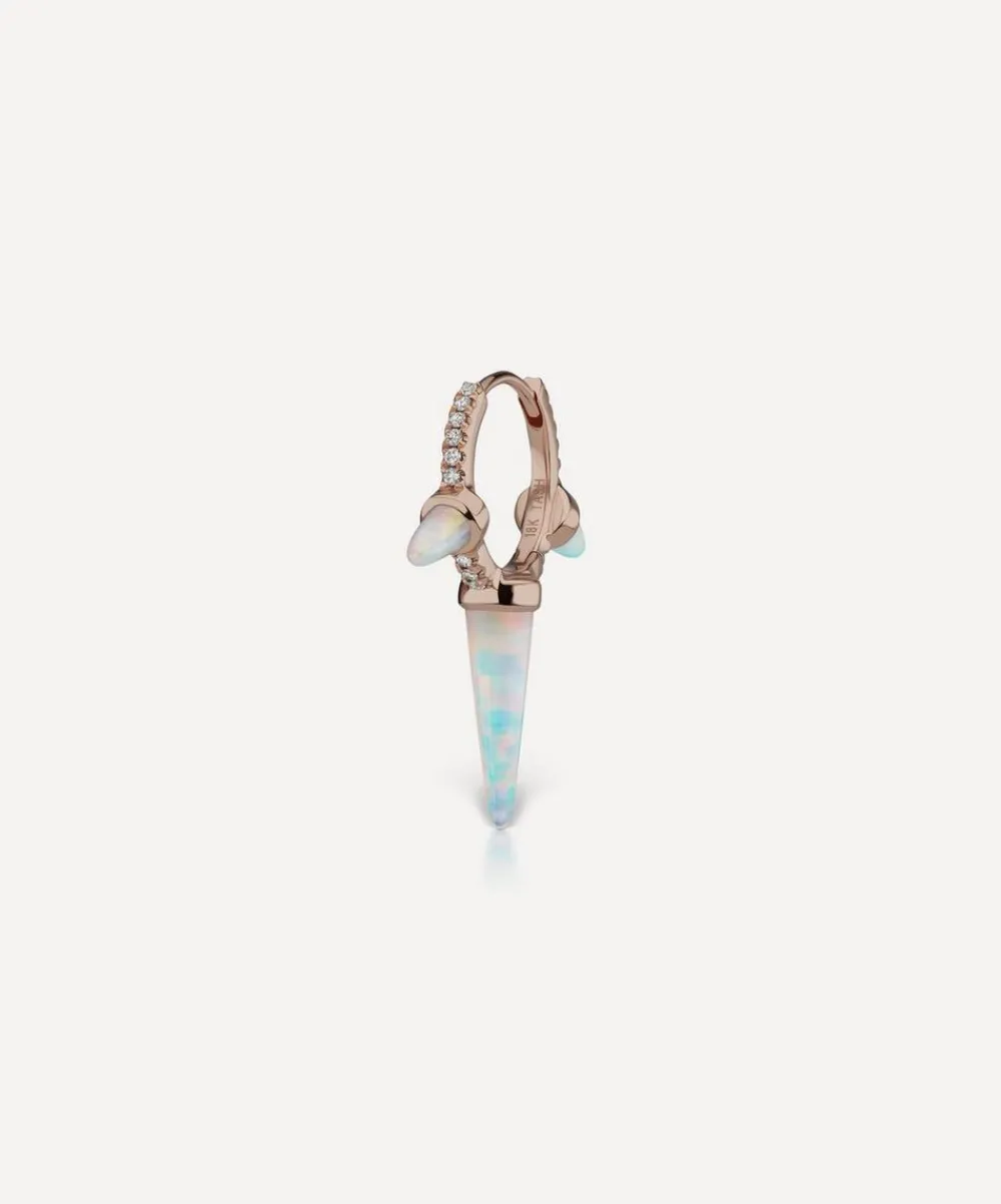 Maria Tash Earrings|Earrings^18ct 9.5mm Triple Long Opal Spike Diamond Eternity Hoop Earring
