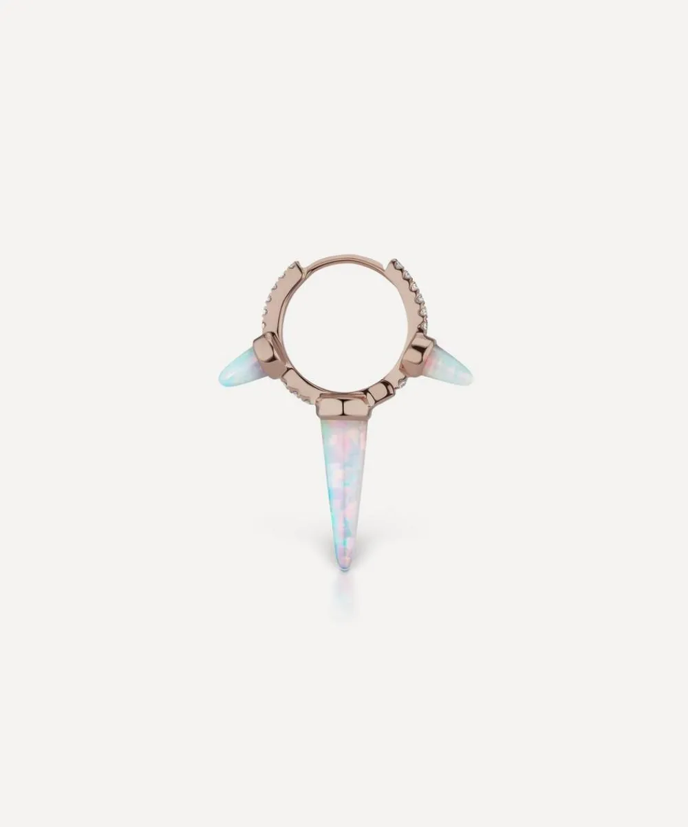 Maria Tash Earrings|Earrings^18ct 9.5mm Triple Long Opal Spike Diamond Eternity Hoop Earring