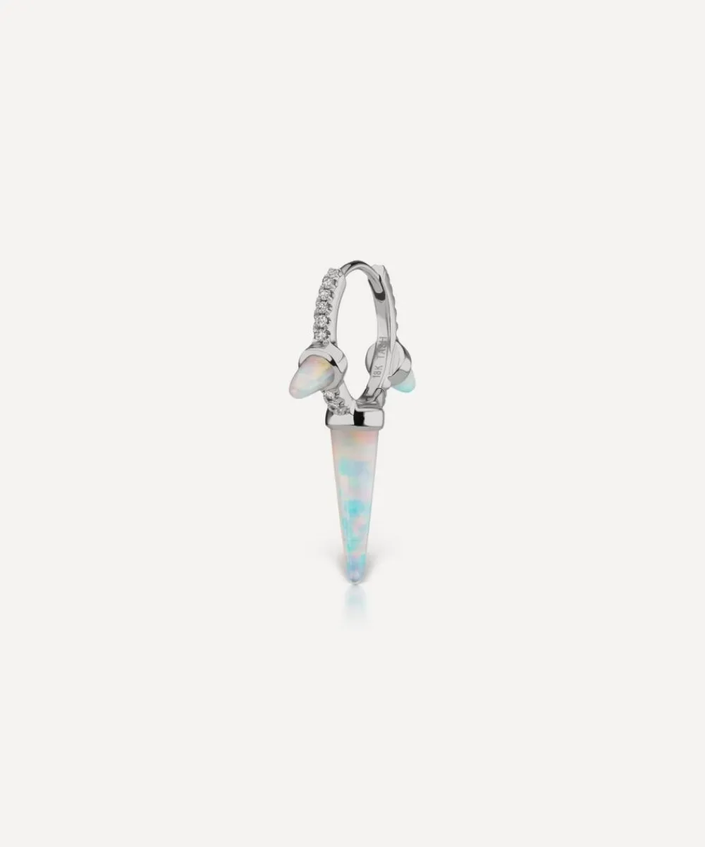 Maria Tash Earrings|Earrings^18ct 9.5mm Triple Long Opal Spike Diamond Eternity Hoop Earring