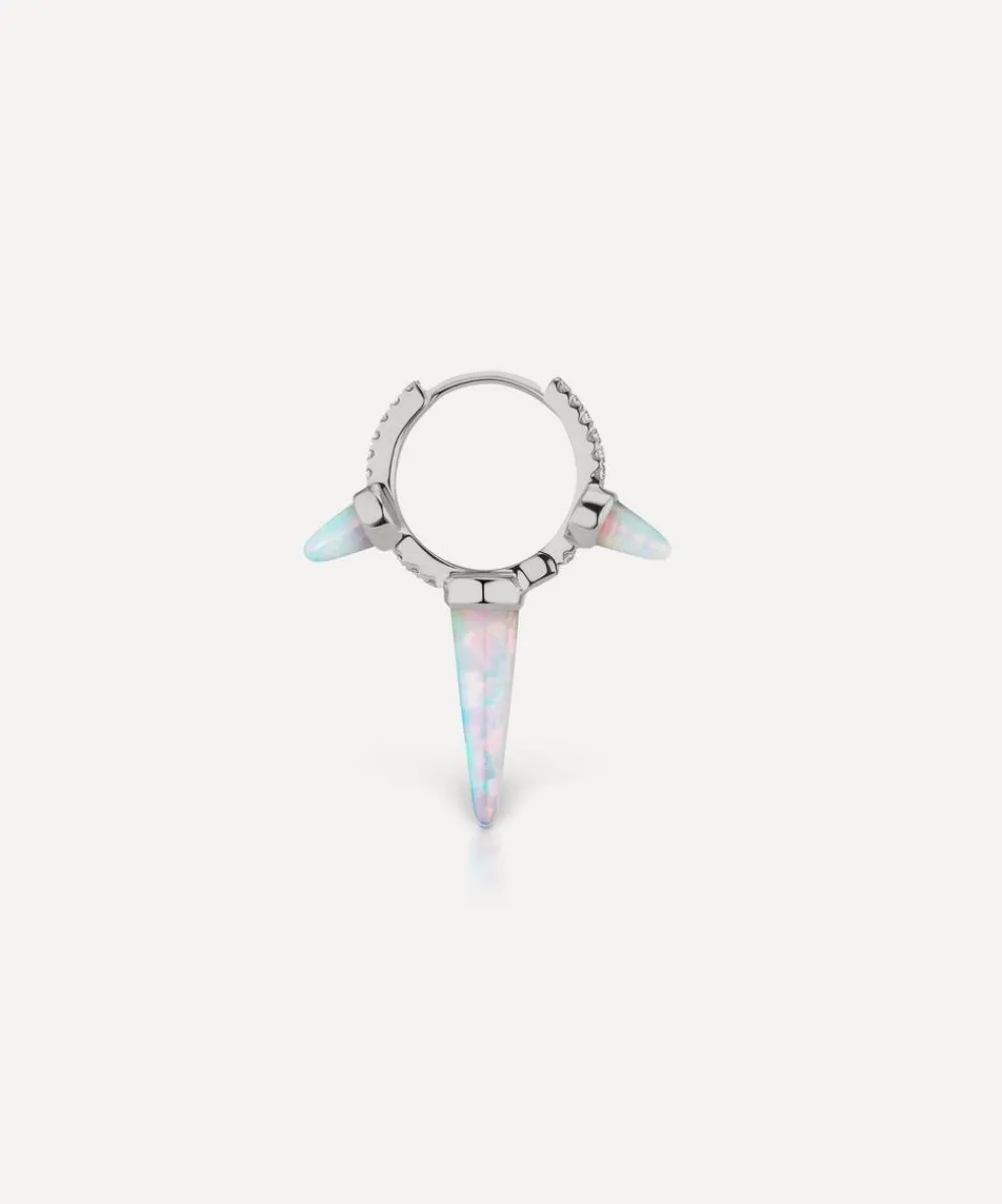 Maria Tash Earrings|Earrings^18ct 9.5mm Triple Long Opal Spike Diamond Eternity Hoop Earring