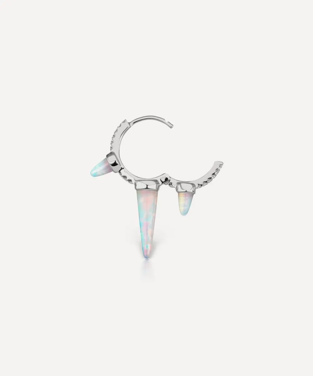 Maria Tash Earrings|Earrings^18ct 9.5mm Triple Long Opal Spike Diamond Eternity Hoop Earring