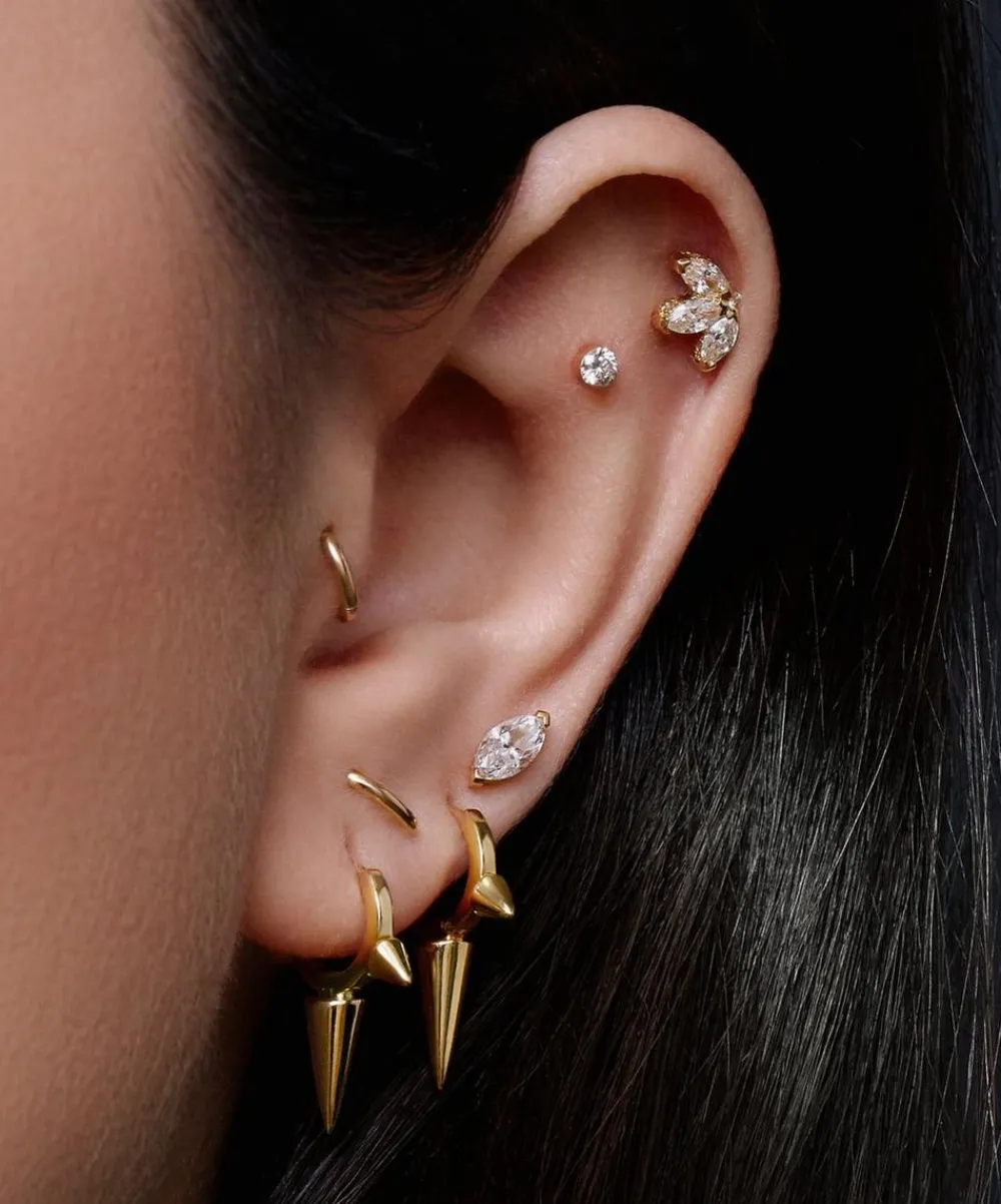 Maria Tash Earrings|Earrings^14ct 6.5mm Triple Long Spike Hoop Earring