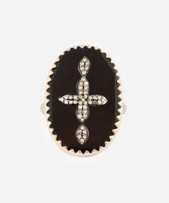 Pascale Monvoisin Rings|Rings^9ct Rose Gold Bowie N°3 Diamond and Bakelite Cross Ring