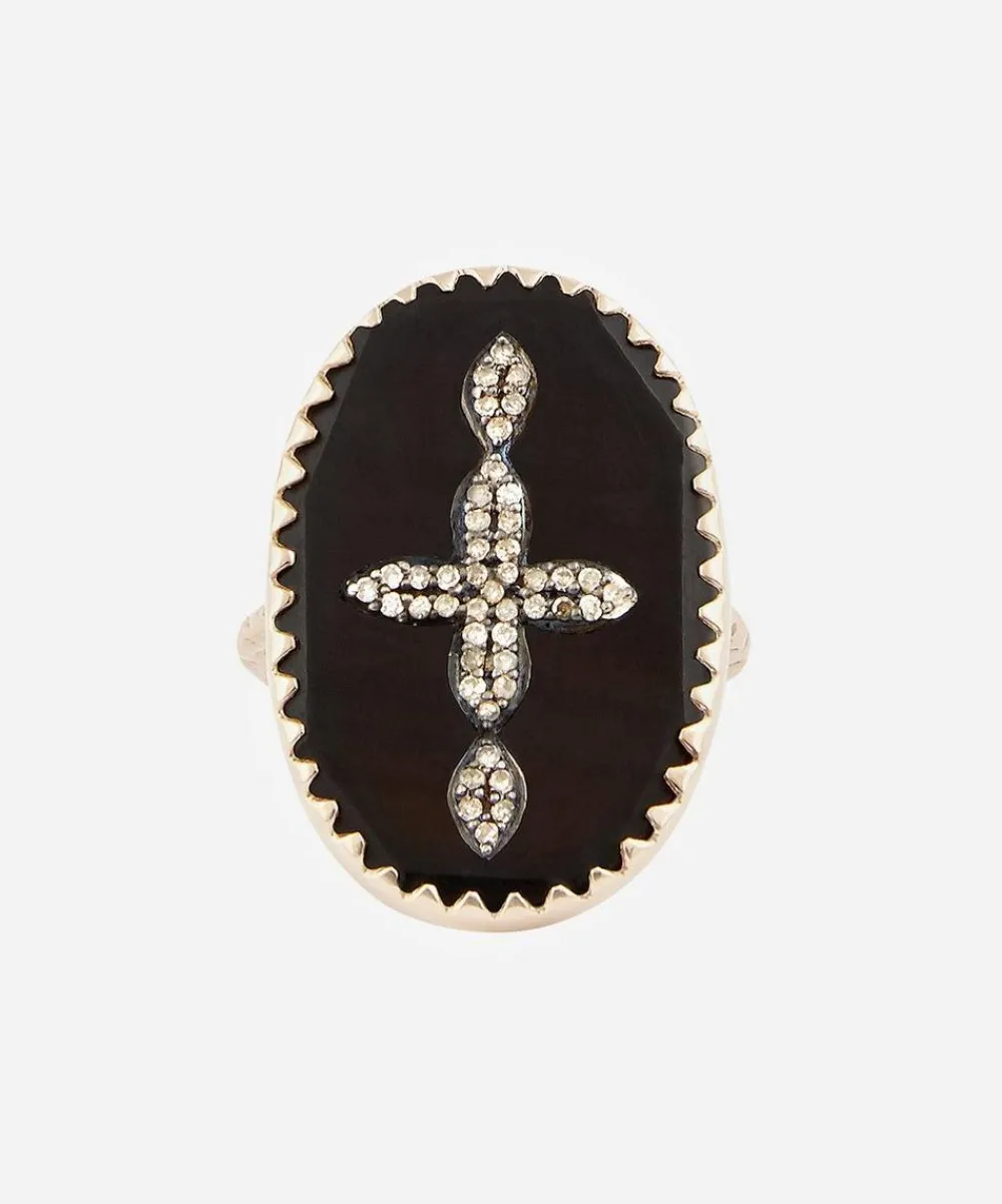 Pascale Monvoisin Rings|Rings^9ct Rose Gold Bowie N°3 Diamond and Bakelite Cross Ring