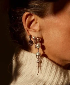 Bibi van der Velden Earrings|Earrings^18ct Rose Gold Jellyfish Quartz and White Pearl Drop Earring