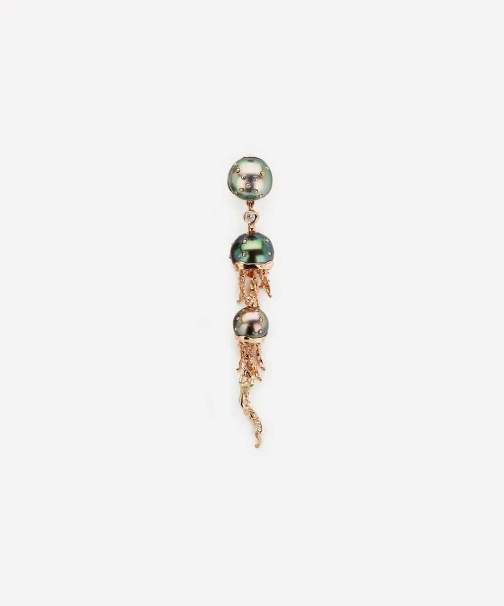 Bibi van der Velden Earrings|Earrings^18ct Rose Gold Jellyfish Tahitian Pearl and Diamond Drop Earring