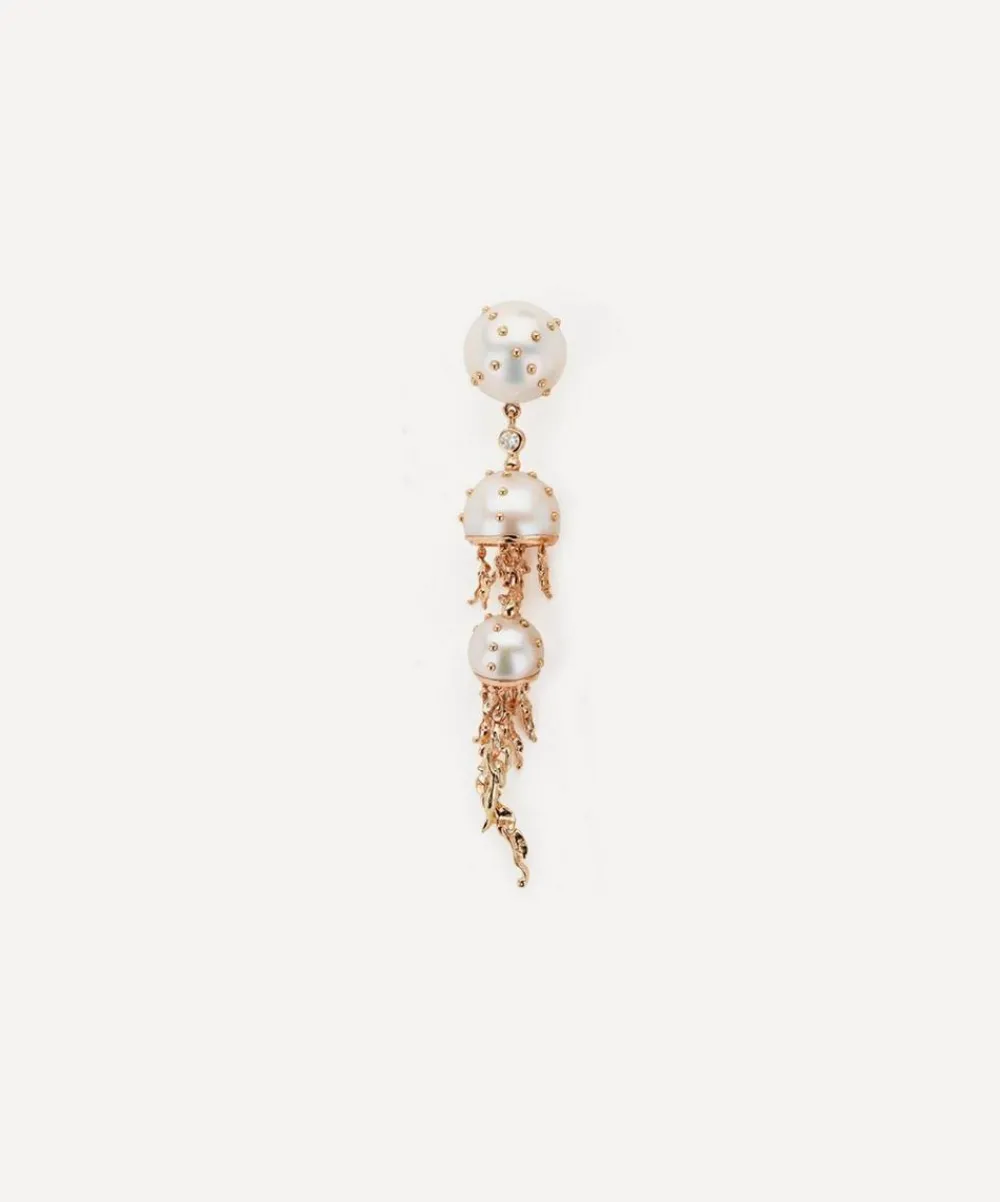 Bibi van der Velden Earrings|Earrings^18ct Rose Gold Jellyfish White Pearl and Diamond Drop Earring