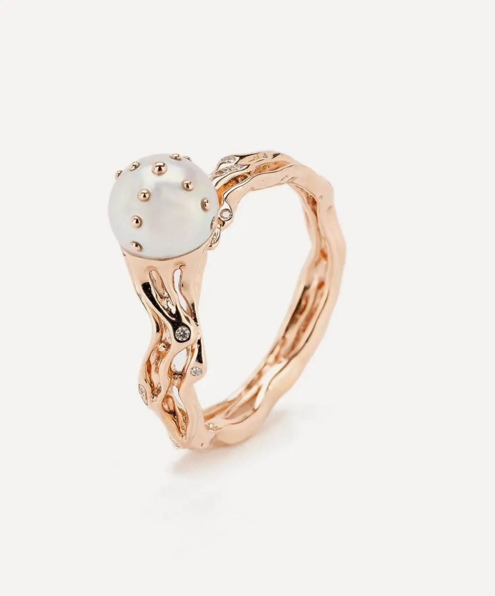 Bibi van der Velden Rings|Rings^18ct Rose Gold Jellyfish White Pearl Ring