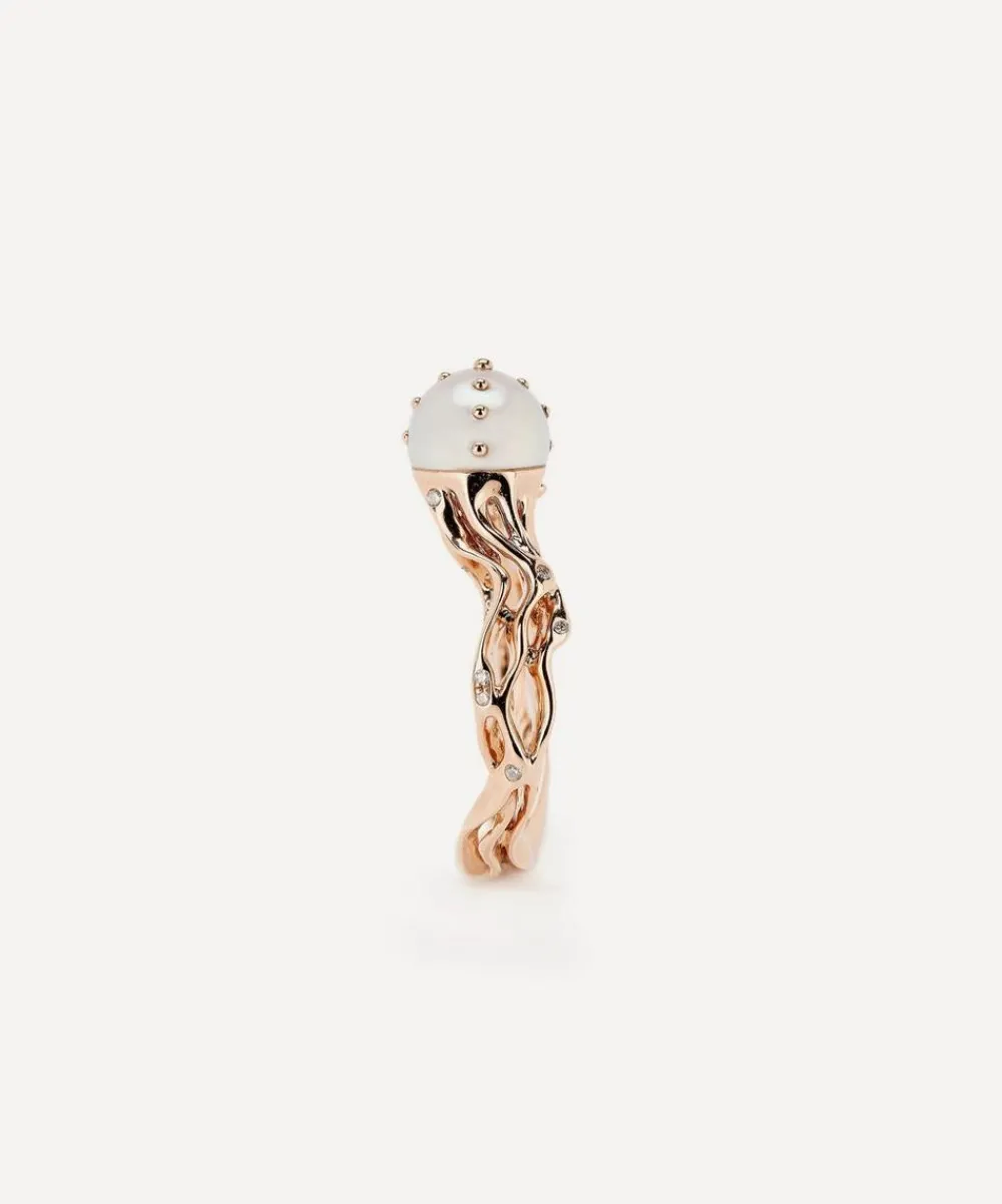 Bibi van der Velden Rings|Rings^18ct Rose Gold Jellyfish White Pearl Ring