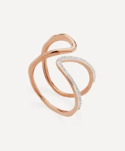 Monica Vinader Rings^18ct Rose Gold Plated Vermeil Silver Riva Open Wrap Ring