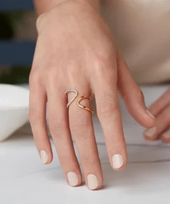 Monica Vinader Rings^18ct Rose Gold Plated Vermeil Silver Riva Open Wrap Ring