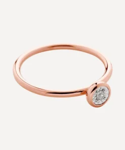Monica Vinader Rings^18ct Rose Gold Plated Vermeil Silver Diamond Essential Ring