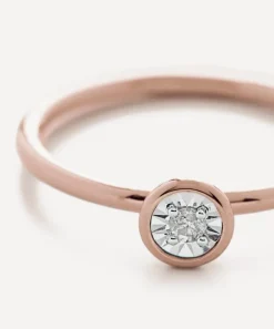 Monica Vinader Rings^18ct Rose Gold Plated Vermeil Silver Diamond Essential Ring