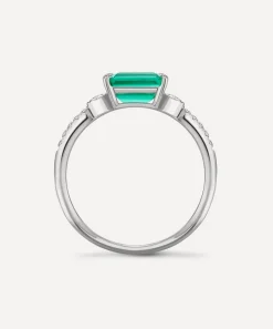 Dinny Hall Rings^14ct White Gold Betony Emerald and Diamond Ring