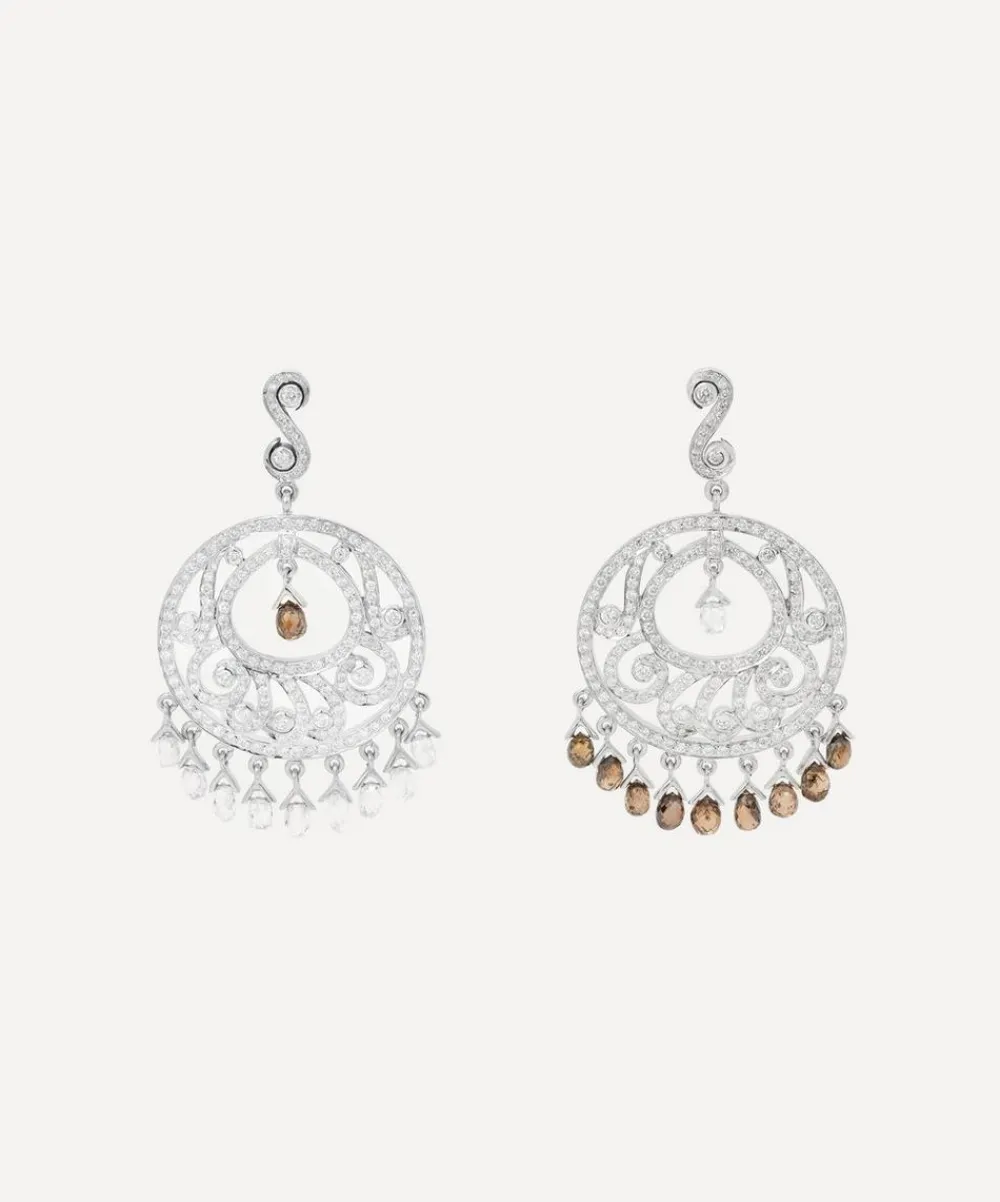 Kojis Earrings^18ct White Gold Brown and White Vintage Diamond Drop Earrings